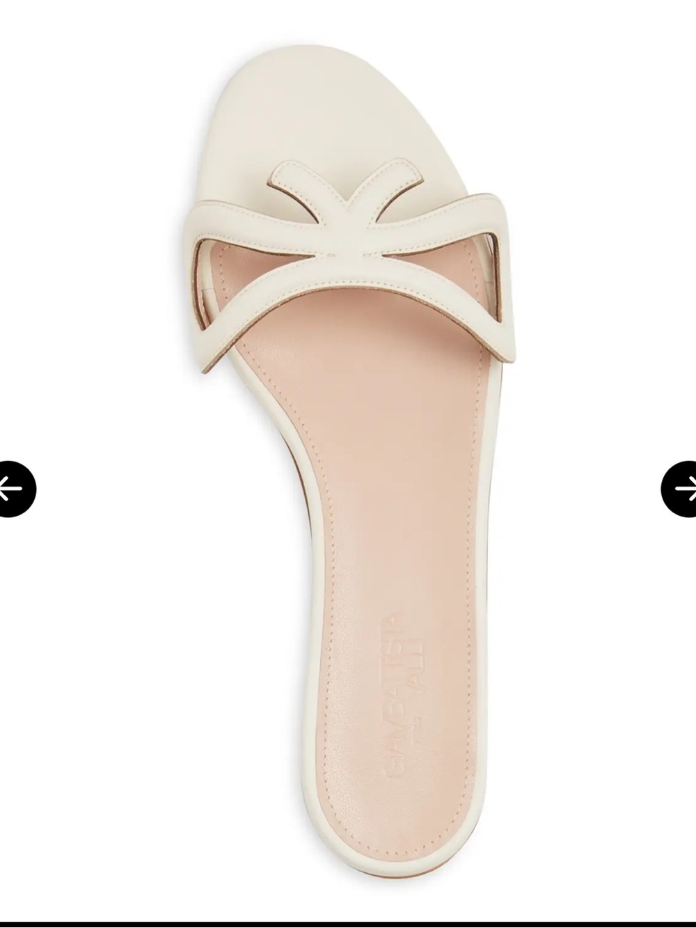 Giambattista Valli Cut Out Slide Sandals Ivory 6 US /36 EU Leather upper Flats